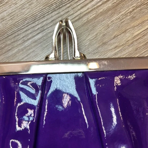 Christian Louboutin Miss Loubi Patent Leather Clutch on a Chain in Purple